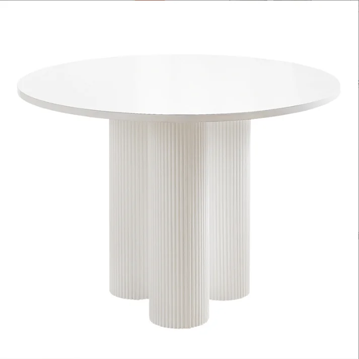 Modern Dining Room Furniture Restaurant Table Set Extendable Round Wooden Dining Table with Wooden Base