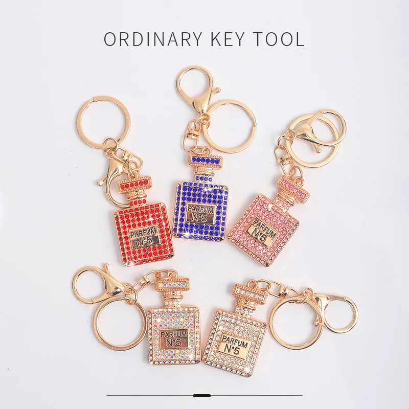 Diamond perfume bottle key ring accessories pendant creative gift cross-border hot selling metal perfume key chain