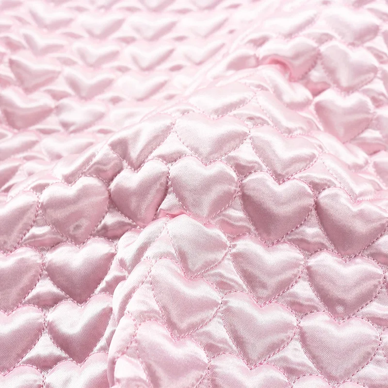 new designer pattern satin quilted fabric heart shape quilted fabric for garment bag
