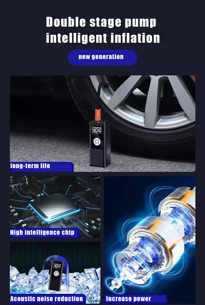 Лидер продаж, перезаряжаемый воздушный насос 12 В 150 фунтов на квадратный дюйм, насос для шин, портативный цифровой автомобильный насос для шин для автомобиля