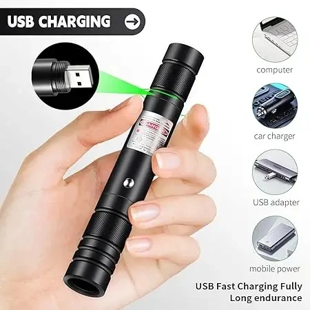 Laser Pointer High Power  Green Laser Pointer Indicator Light, Long Range Lazer Pointer for Hiking USB Charge