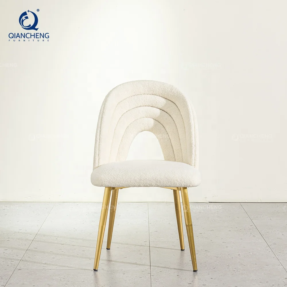 white nordic lamb plush cashmere dining chair fabric manufacture in china foshan furniture supplier gold banquet wedding chair