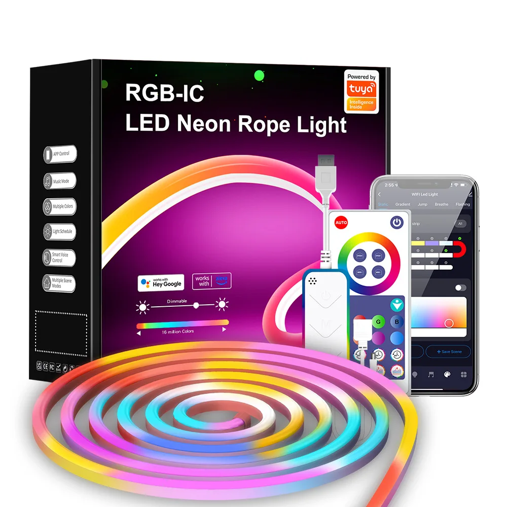 RGB Led Neon Rope Light Waterproof Music Atmosphere Lights Smart Control 3m Led Neon Strip Light