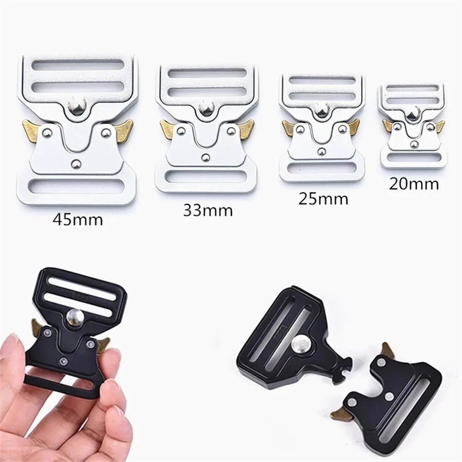 20/25/33/38/45mm Quick Side Release Metal Strap Buckles Webbing Bags Luggage DIY Sliver Quick Release Buckle For Dog Collar
