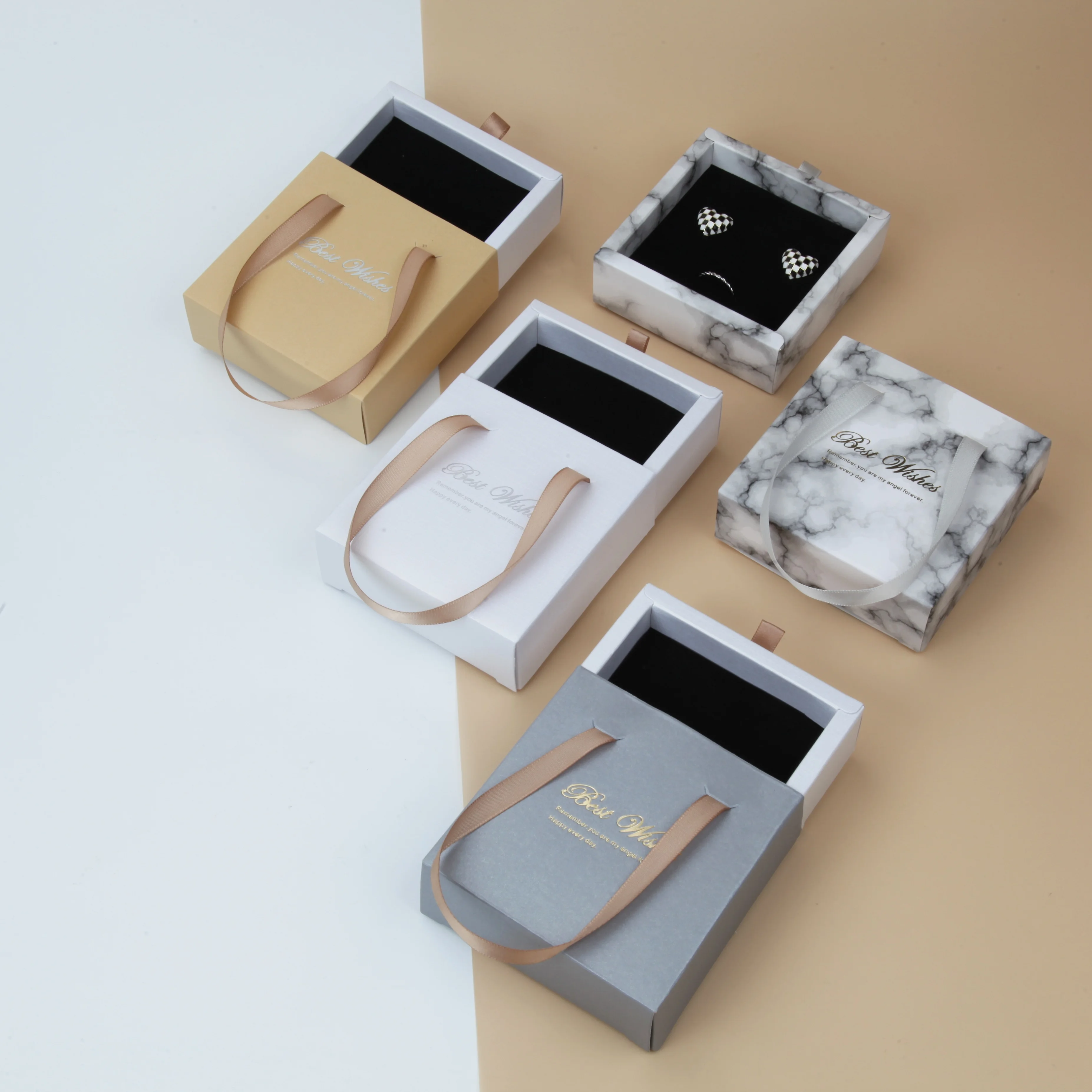 Custom paper drawer box jewelry packaging luxury paper small jewelry box packaging pull out boxes gift package for jewellery