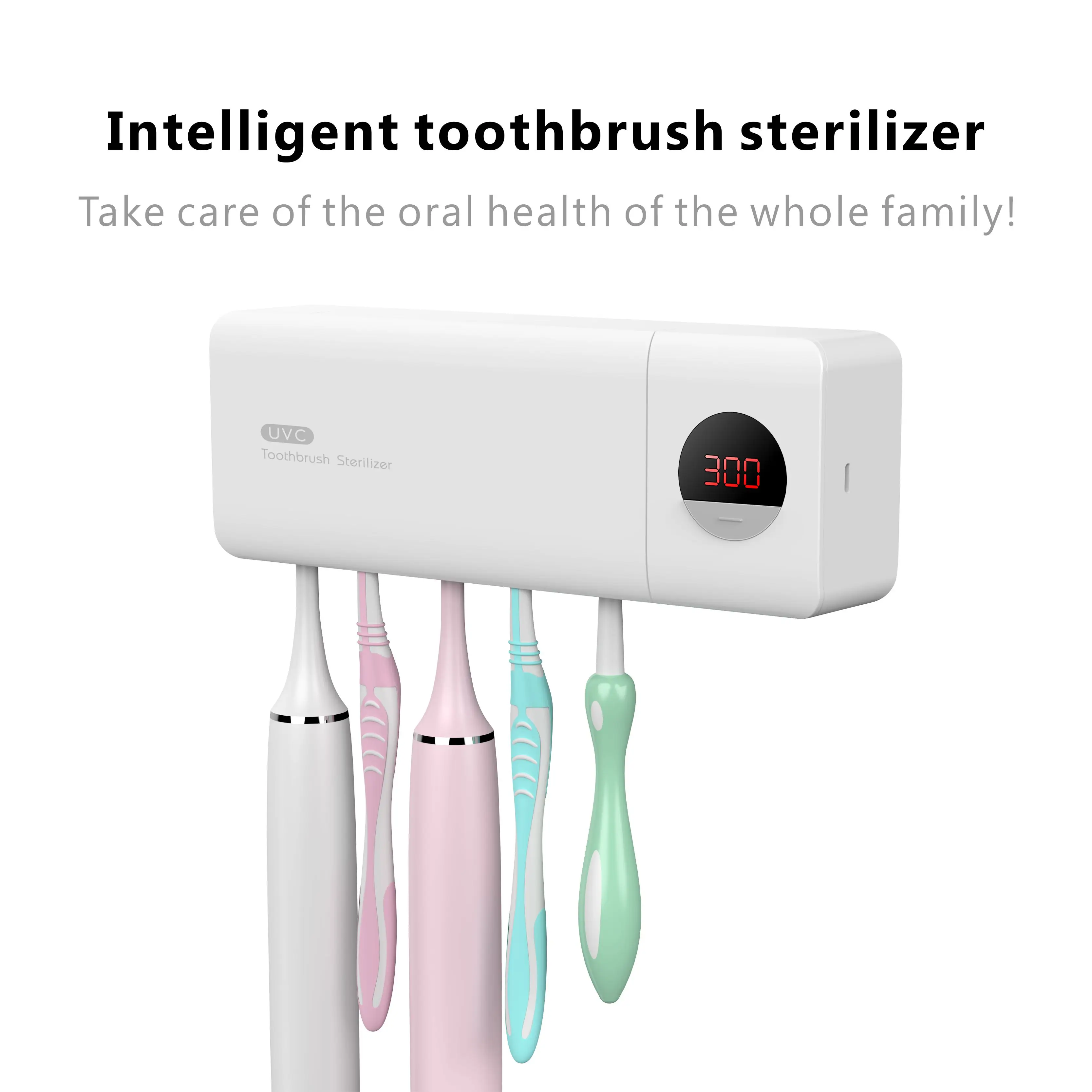 2021 Most Popular Wall Mounted Portable Rechargeable USB UVC LED Toothbrush Sterilizer Holder