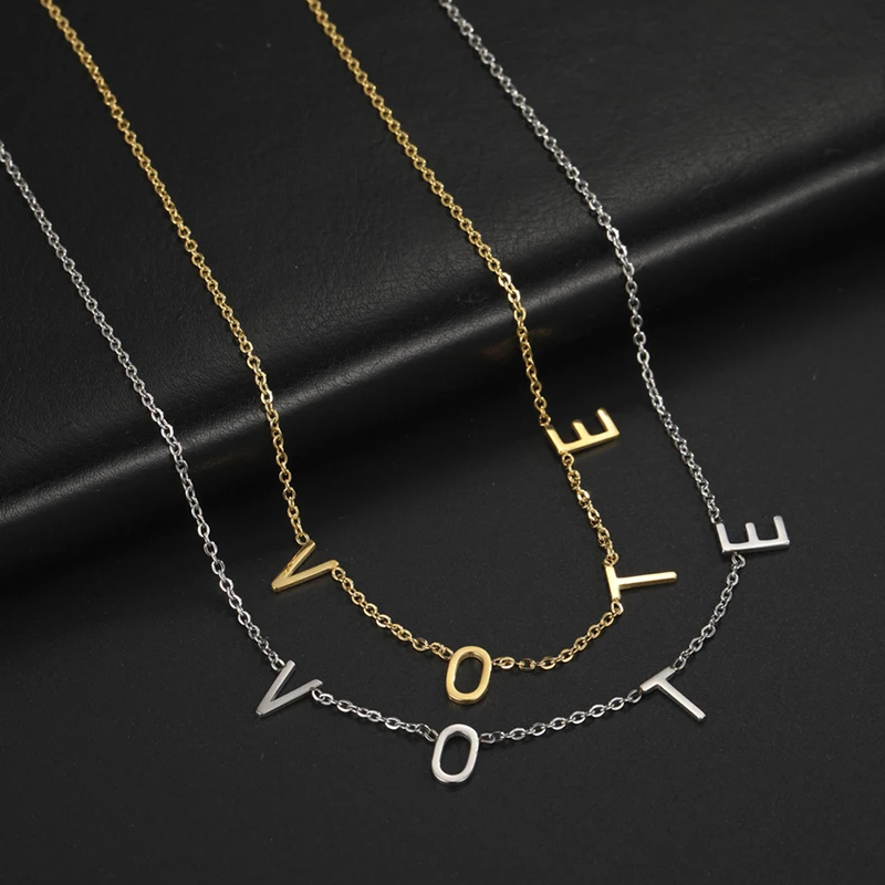 
XUNBEI Former First Lady Of The United States Freedom Equality Initial VOTE Necklace 