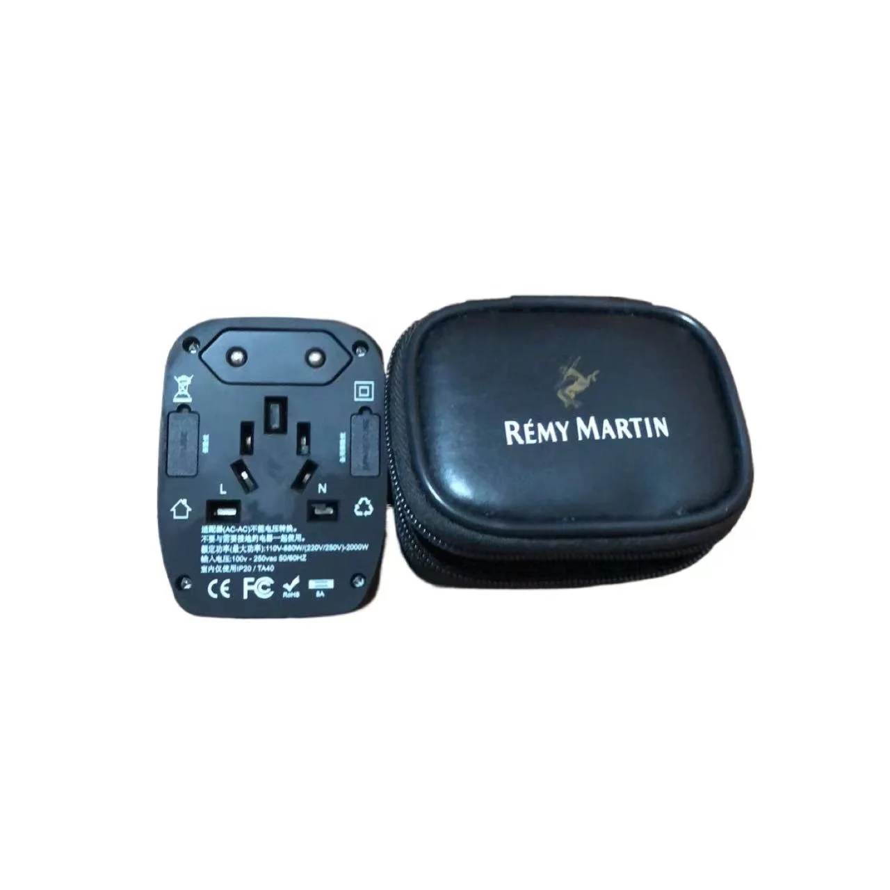 Custom logo Lightweight pu Portable zipper travel Gifts USB power converter Storage Bag for france famous brand promotion