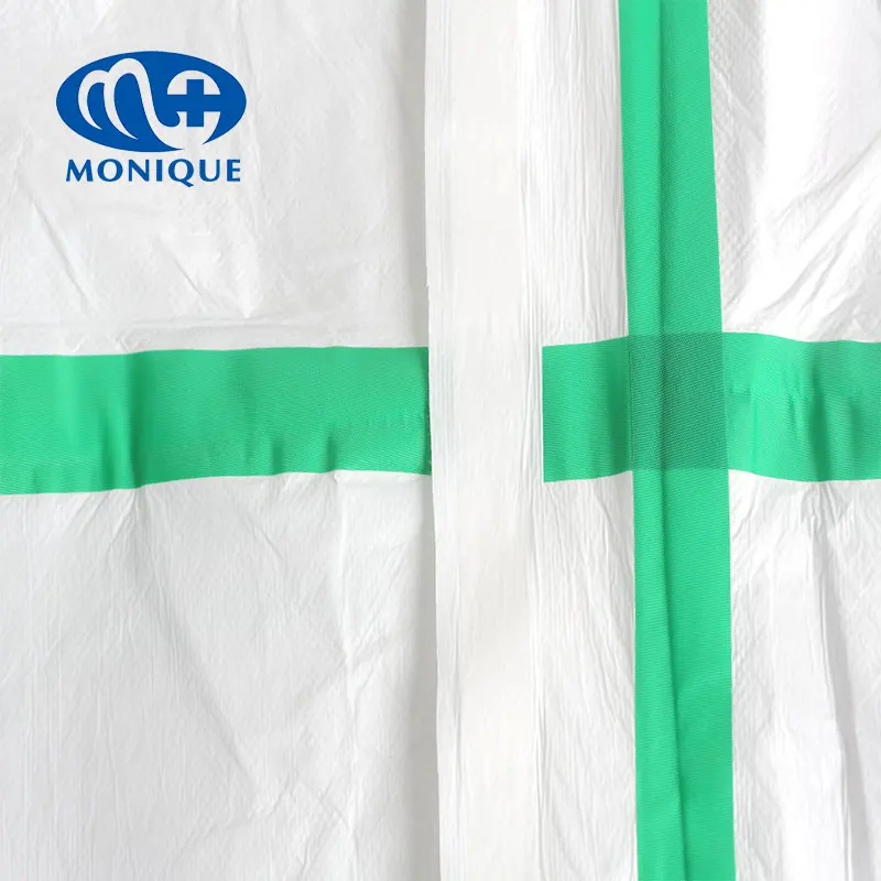 65-70gsm pp+pe hazmat chemical blue green tape glue on medical protection coverall clothing