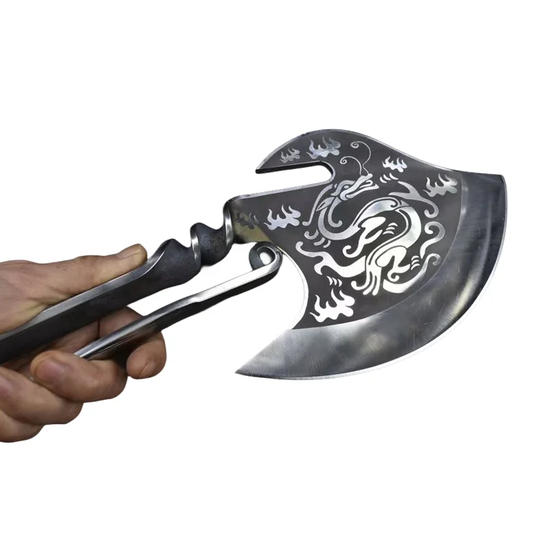 China Longquan Kitchen Bone Cutting Knife High Carbon Stainless Steel Axe  One piece Forged Exquisite Handaxe