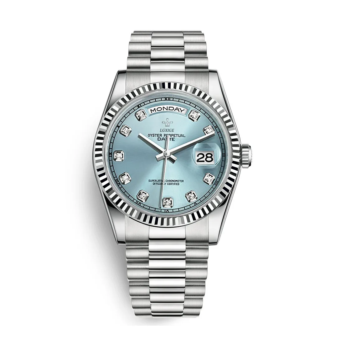 LGXIGE LM021B luxury green boys quartz watch latest steel Strap water proof date display Minimalist Casual watch design
