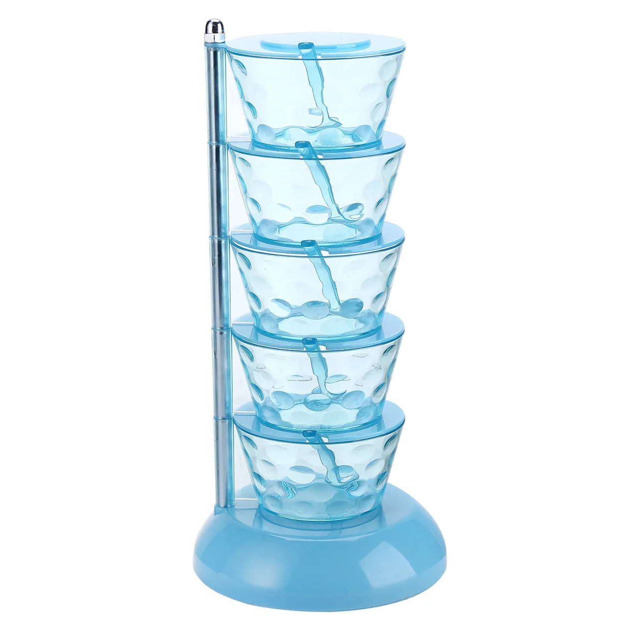 Rotating Crystal Seasoning Box Vertical Five-Layer Seasoning Rack Kitchen Accessories Creative Seasoning Jar with Spoon