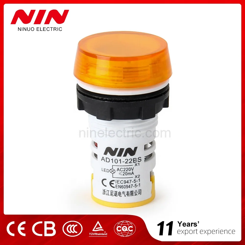 NIN Hot AD101-22BS Sell 22mm Mini LED Waterproof Pilot Light Signal Lamp Indicator Light Yellow