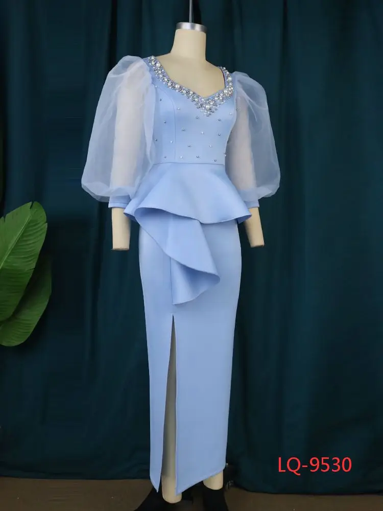 Queency HF Wholesale LQ-9530 African fashion Turkey Dress  Office Lady Dress Top Matching Skirt for Aso ebi, Party