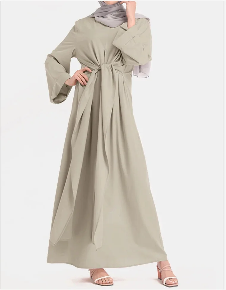 U.Chic 2024 Women Abaya Dubai Dresses Chiffon Middle East Pure Color Robe Muslim Abaya Islamic Clothing