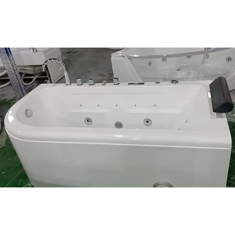 China foshan city CLASIKL brand bathroom square spa waterfall  with led bobble massage bathtub with control panel