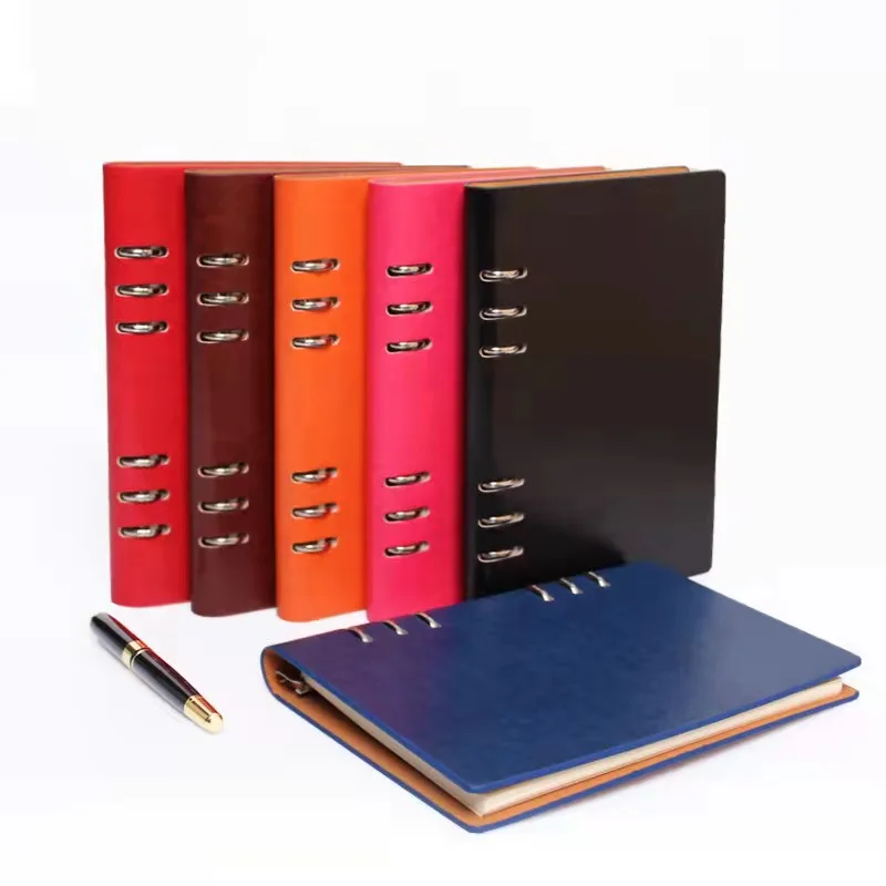 Hard leather loose-leaf diary book creative hollow a5 notepad a4 business hollow notebook custom logo
