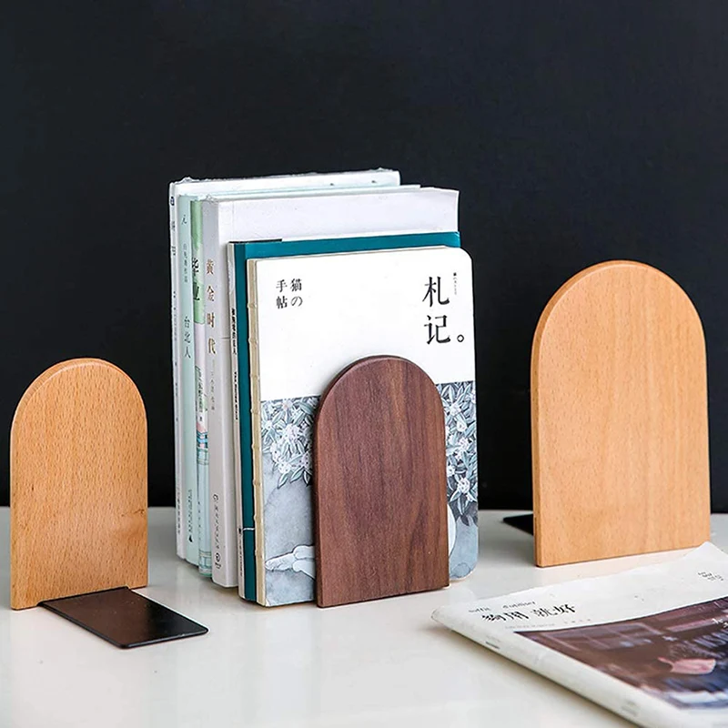 Wholesale L Shape Wood Bookends Portable Book Holder Stand Wooden Bookend