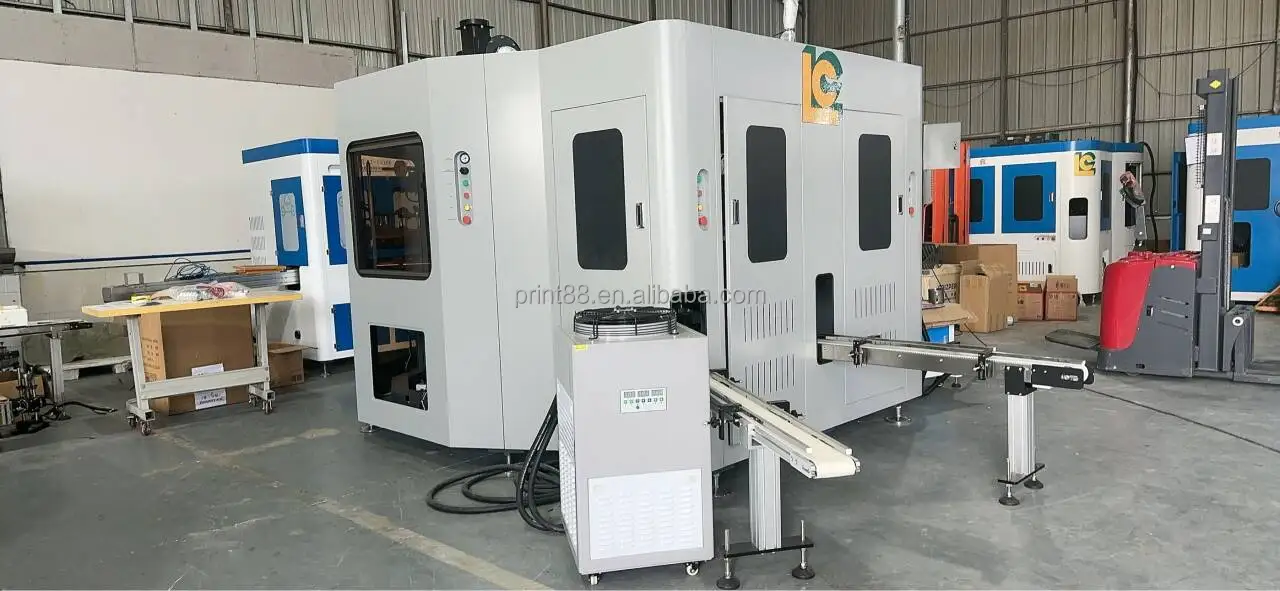 Factory High Speed 2 color Full Automatic Glass Screen Printing Machine With Feeding And Unloading Conveyor Belt For Wine Bottle