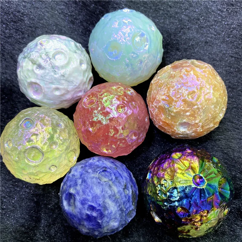 Wholesale Angel Aura Quartz Balls Rainbow Howlite Opal Moon Sphere Healing Stone Rough Sphere Ball For Decoration