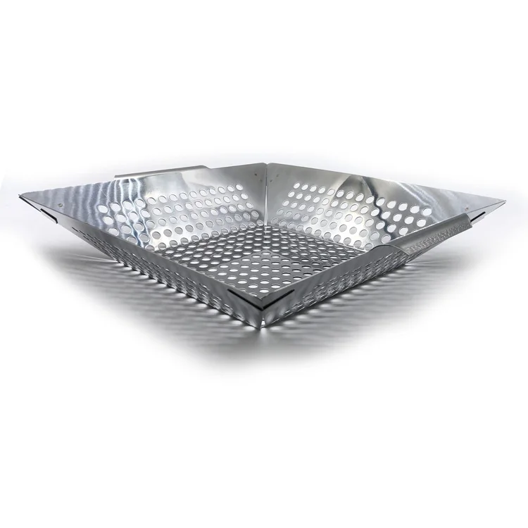 Square Charred Edge Barbecue Grill Cookware Grilling Basket for Outdoor BBQ
