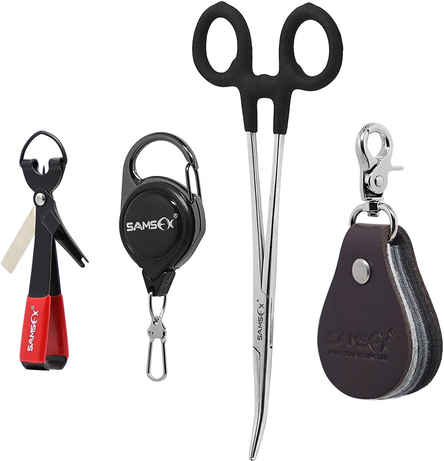 SAMSFX Fishing Forceps Clamp Hook Remover Quick Knot Tying Tools Line Straightener Combo Fly Fishing Vest Tools Kit