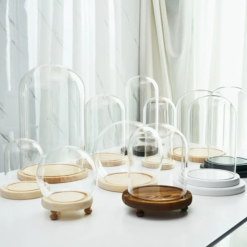 Hot Sale Glass Domes Bogota Preserved Clear Glass Dome for DIY Flower Rose Display Model Doll Cover Transparent Desktop Decor