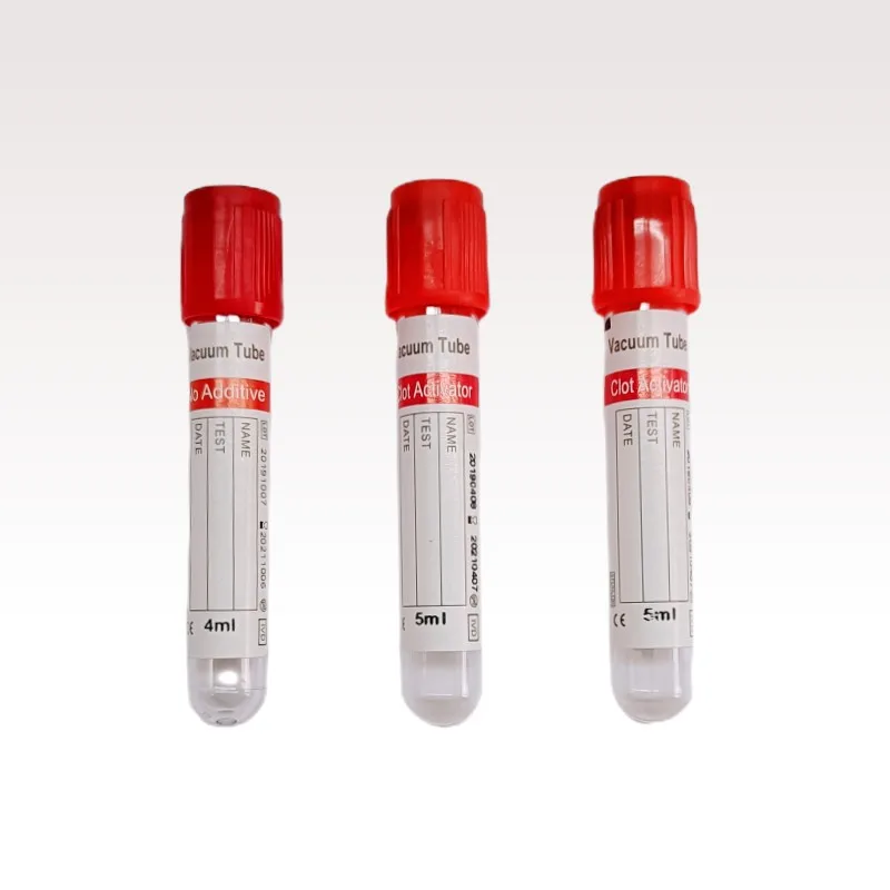 Medical Hospital Red Top Test Tubes with No Additive Blood Sample Collection