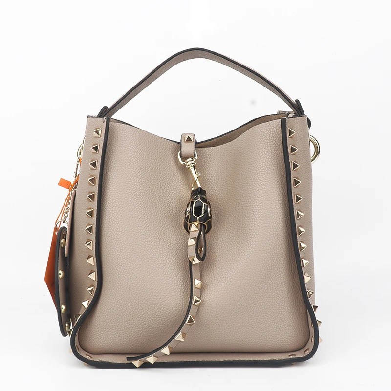 Factory Guangzhou Custom Designer Studs Bag Women Genuine Leather Hobo Bag Private Label Handbag