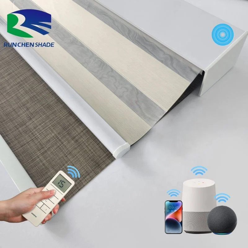 Custom Skylight Smart Automation Window Wifi Zebra Shades Factory Zebra Blinds Motorized Curtains Cordless Blind