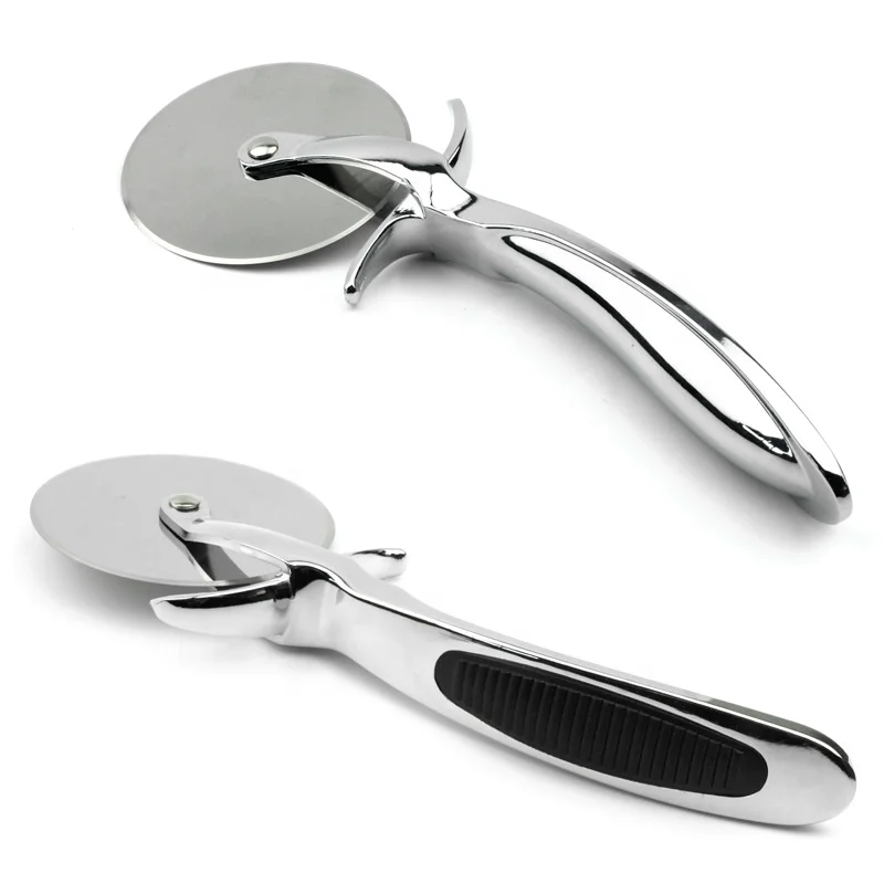 kitchen accessories stainless steel pizza wheel cutter pizza wheel knife pizza slicer with non slip handle for pies waffles,etc