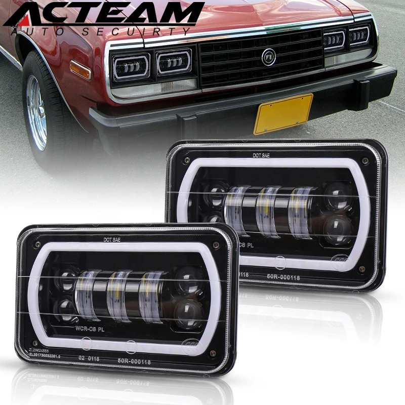 Acteam великолепие 4x6 дюймов drl прямоугольный грузовик дальнего света Светодиодные Автомобильные фары объектив проектора светодиодные фонари