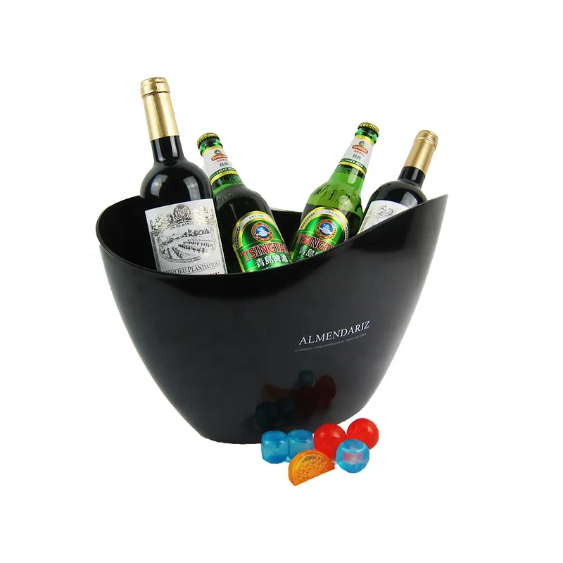 China factory wholesale 10L plastic bowl oval boat wave waved shaped ice bucket wine chiller champagne ice buckets wave shape T
