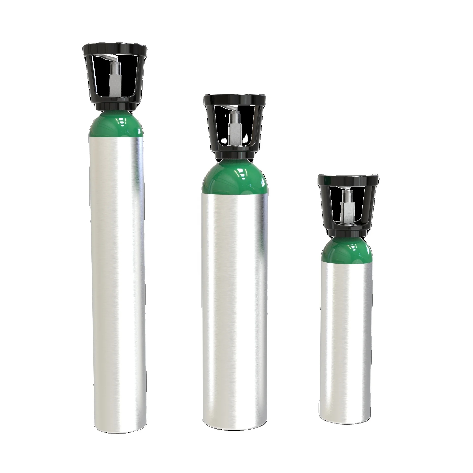 Hot sale low MOQ Medical oxygen gas cylinder O2 tank MD ME 2.97L 4.6L with green neck aluminum rust-proof valve regulator cart