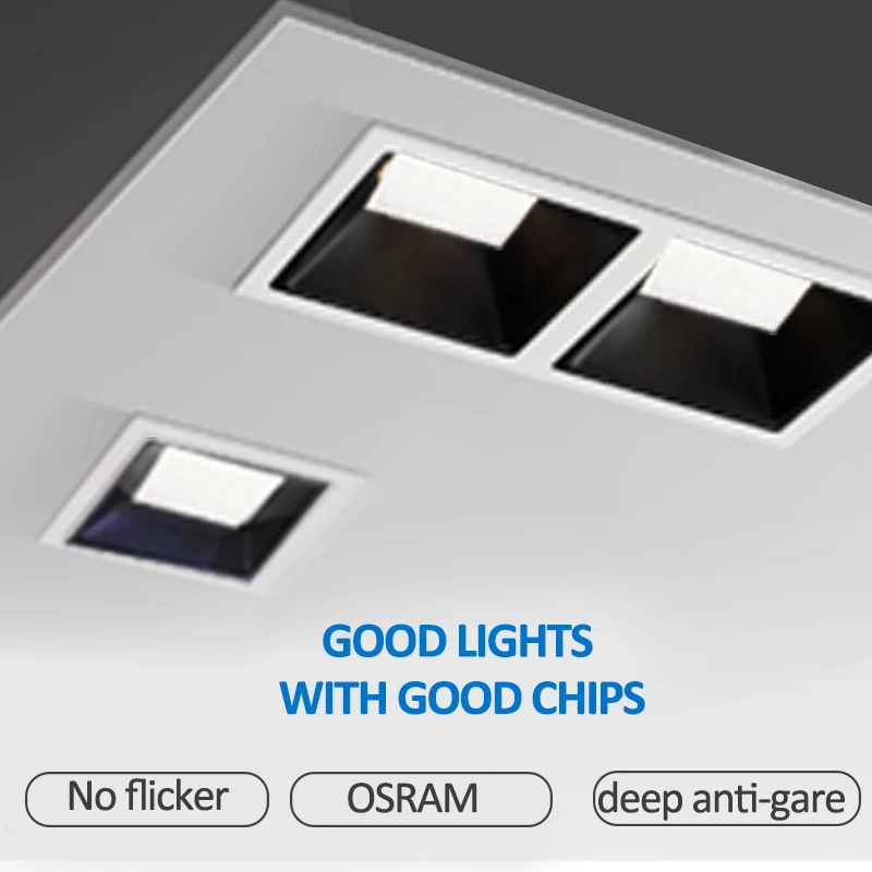 Dim To Warm Dimmable Recessed Down Lights Dimming LED Spotlight 10W 20W White Black Tilt Adjustable Recessed Downlights