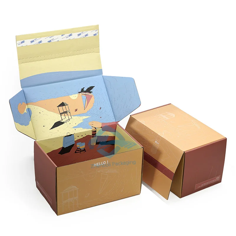 Durable Printed Ecommerce Cardboard Box For Tea Or Coffee Stores Online Shipping Large Size Corrugated Quick Seal Postal Box