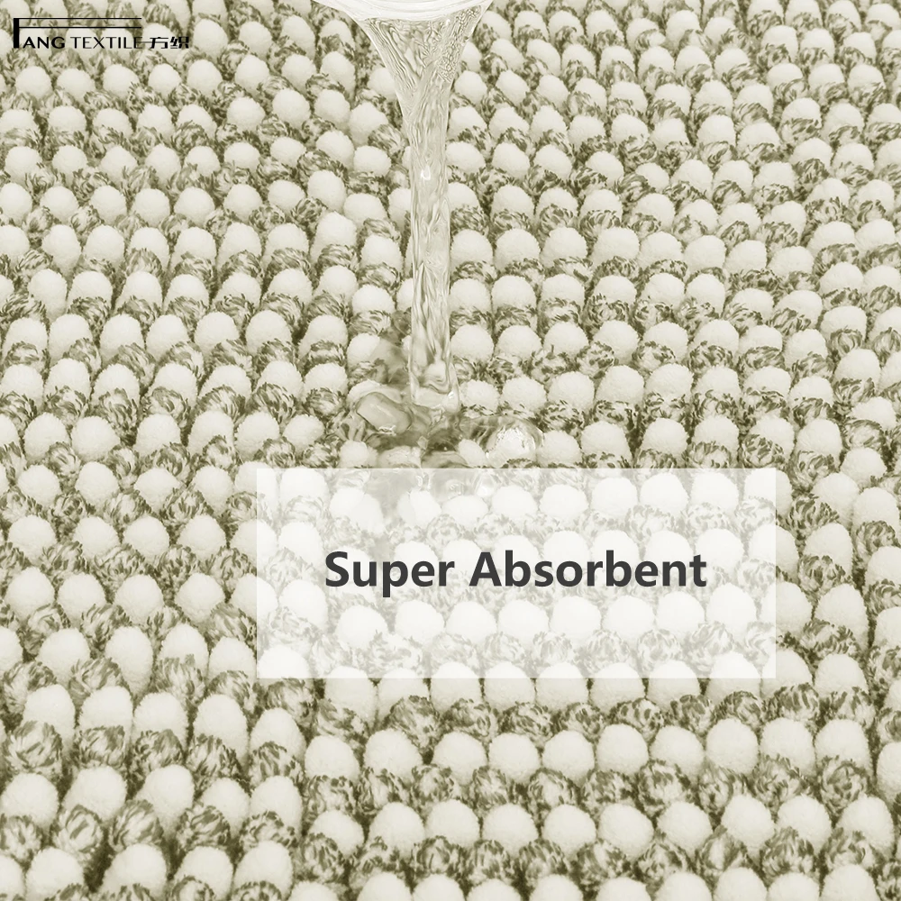 Solid Yellow Chenille Soft Comfortable Carpets Anti Slip Toilet Shower Mats for Bathroom