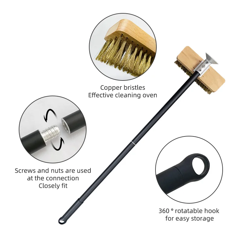 Best pizza tools recycle Pizza Oven Brush With Brass Bristles and Steel Scraper Oven brush cleaner pizza & bakery oven brush