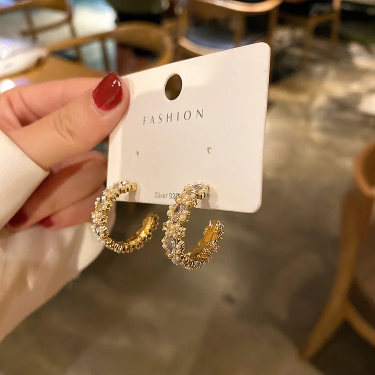 Fashion Jewelry Trendy Crystal Personalized Hoop Earrings