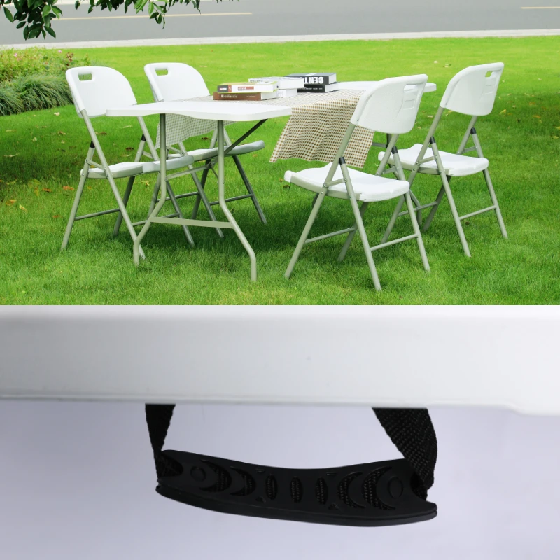 Heavy Duty Waterproof Good High Quality White Plastic Foldable Folding In Half Rectangular Catering Folding Outdoor Table 6ft