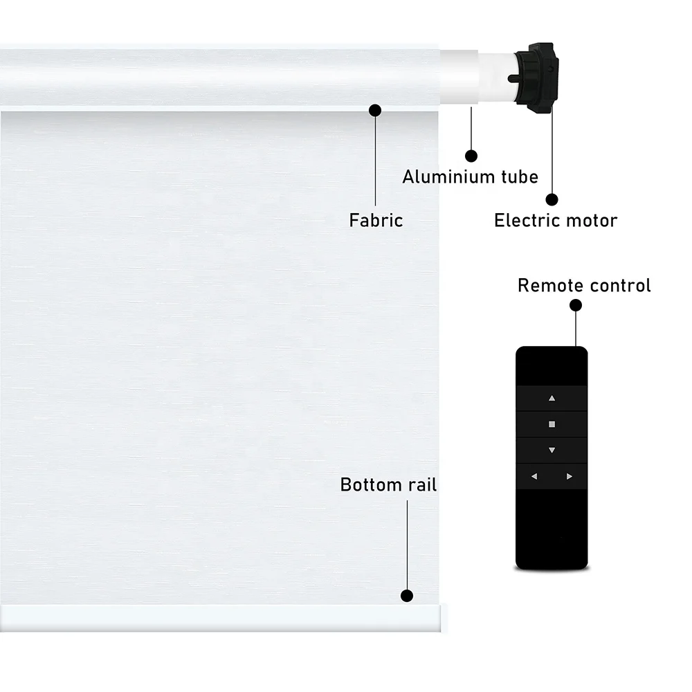 App Window Motor Voice Automatic Electrical Rolling Motorised Roller Roll Up Blinds Black With Remote Control Electric