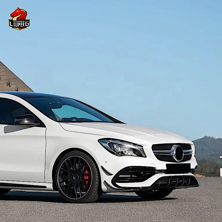 2020 w117 CLA200 CLA220 CLA45 body kit for w117 to CLA45 style with front bumper grille rear bumper and exhaust tips