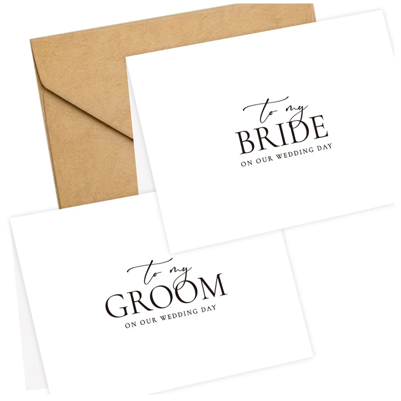 Bride groom wedding card with black logo custom letters envelop invitation card 2 set include