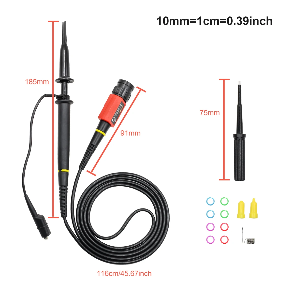 P4100 High Voltage Oscilloscope Probe 100:1 2KV 100MHz 100X Safety BNC Connector for Oscilloscope Adjustable attenuation