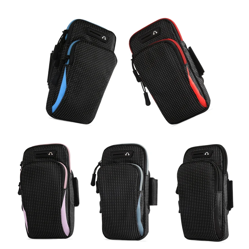 7.5 Inch Outdoor Sports Zipper Phone Armband Double Pockets Starry Sky Patchwork Armbag Sports Fitness Phone Armband Bag