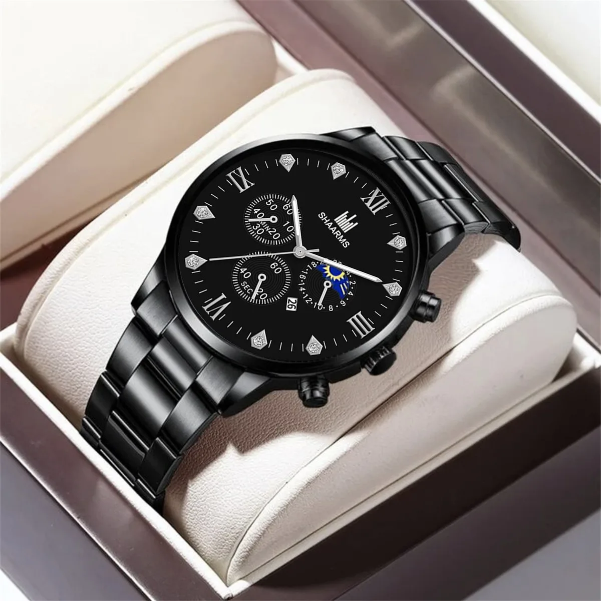 Men Jewelry Hot Selling Item Gift Set For Watch Steel Band Wristwatch Men Simple Casual Ship Rudder Bracelet+Quartz Watches