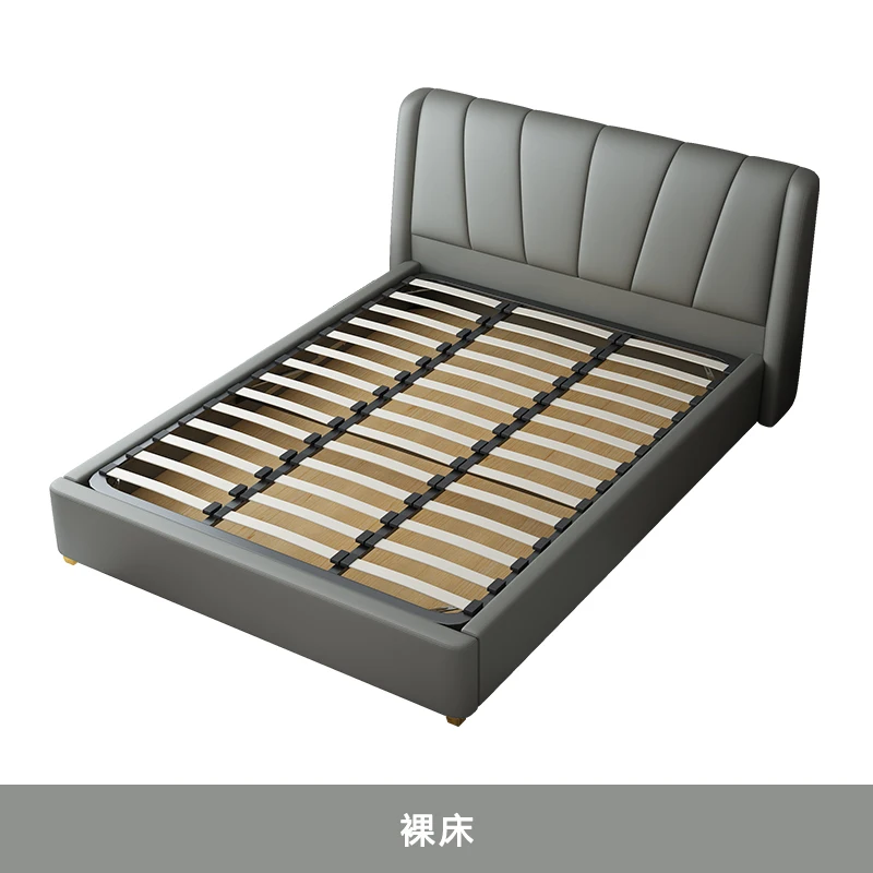 Cama De Italian Minimalist Modern Gas lift Storage Double Genuine Head boards Wooden