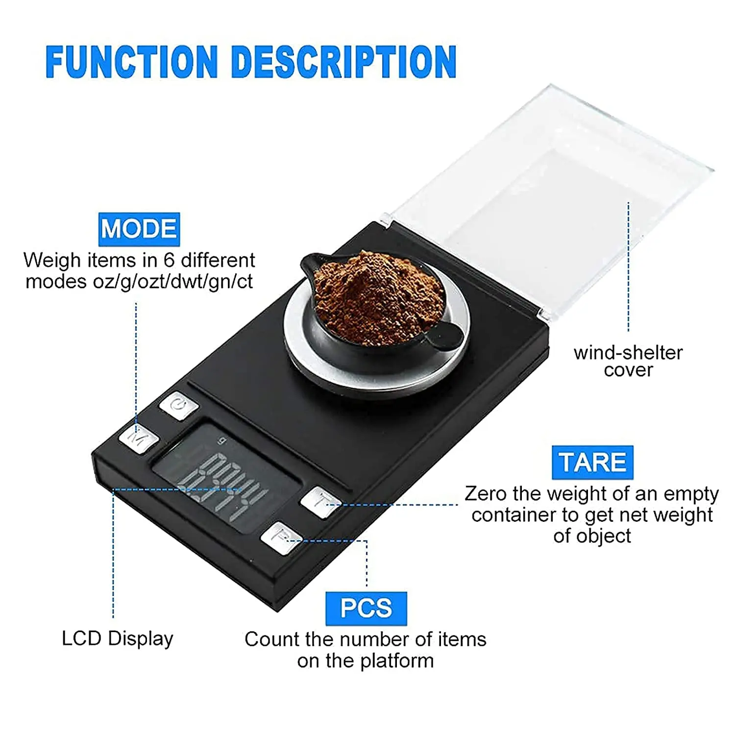 Milligram Scale 50g/0.001g,High Precision Mini Carat Gram Scale for Powder Medicine,Jewelry, Gem, Reloading,Pocket Scale with Ca