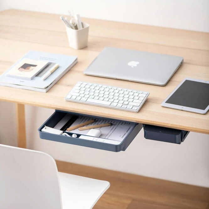 Pinmoo under desk self adhesive drawer paste drawer storage box office organizer drawer