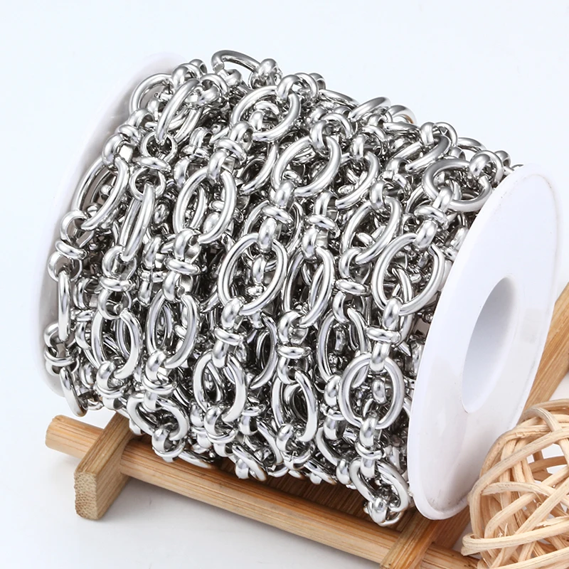 Handmade Titanium Stainless Steel Chain For Women Men Two Size Oval Shape Accept Customization Chains For DIY Jewelry